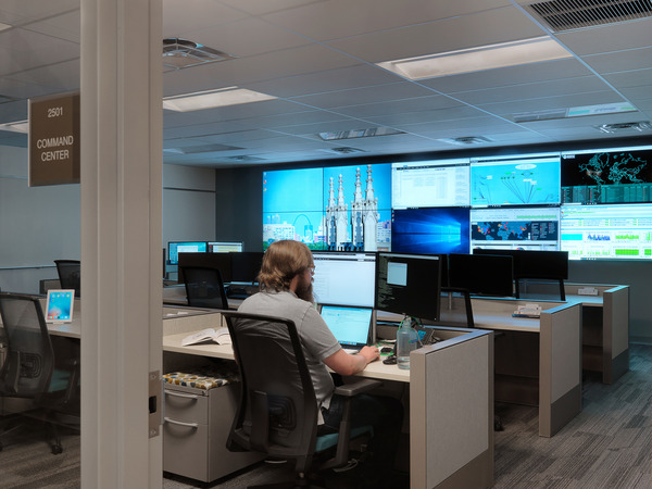 man working in WashU Medicine Command Center