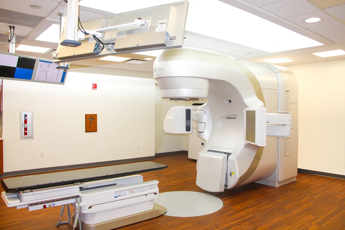 Medical imaging room with MRI or CT scanner and clinical finishes