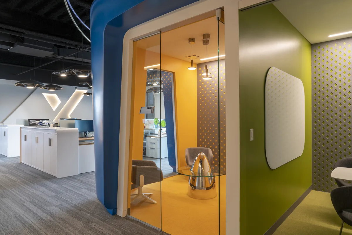 Bright modern office space with meeting rooms