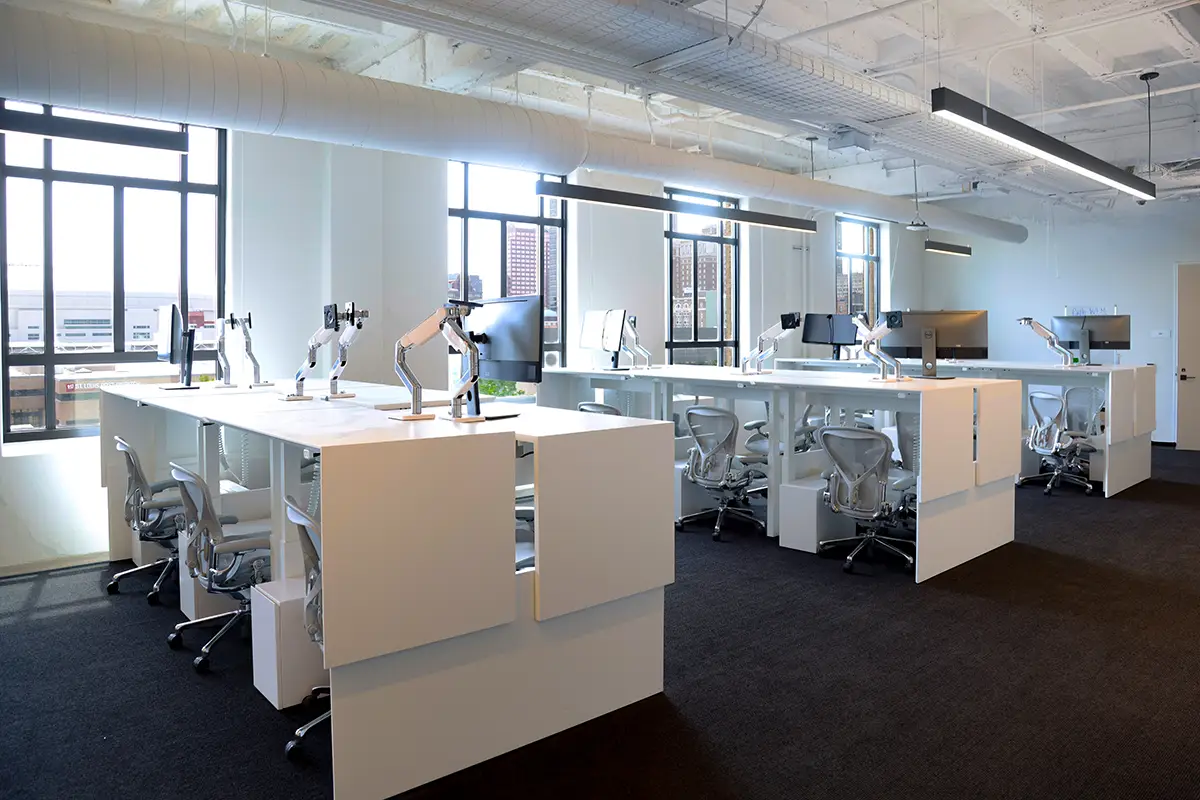 modern open office space with desks