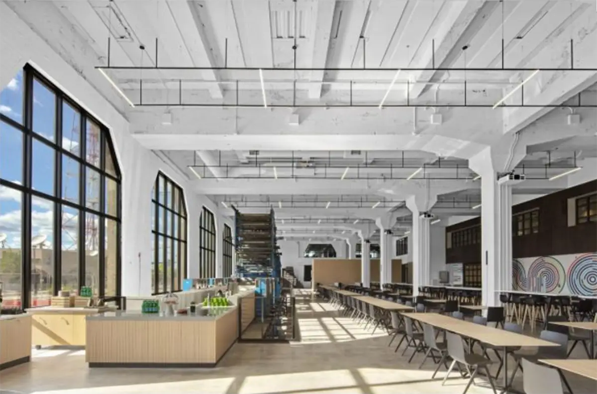 large open industrial community cafeteria