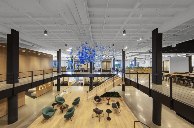 large open industrial atrium office space