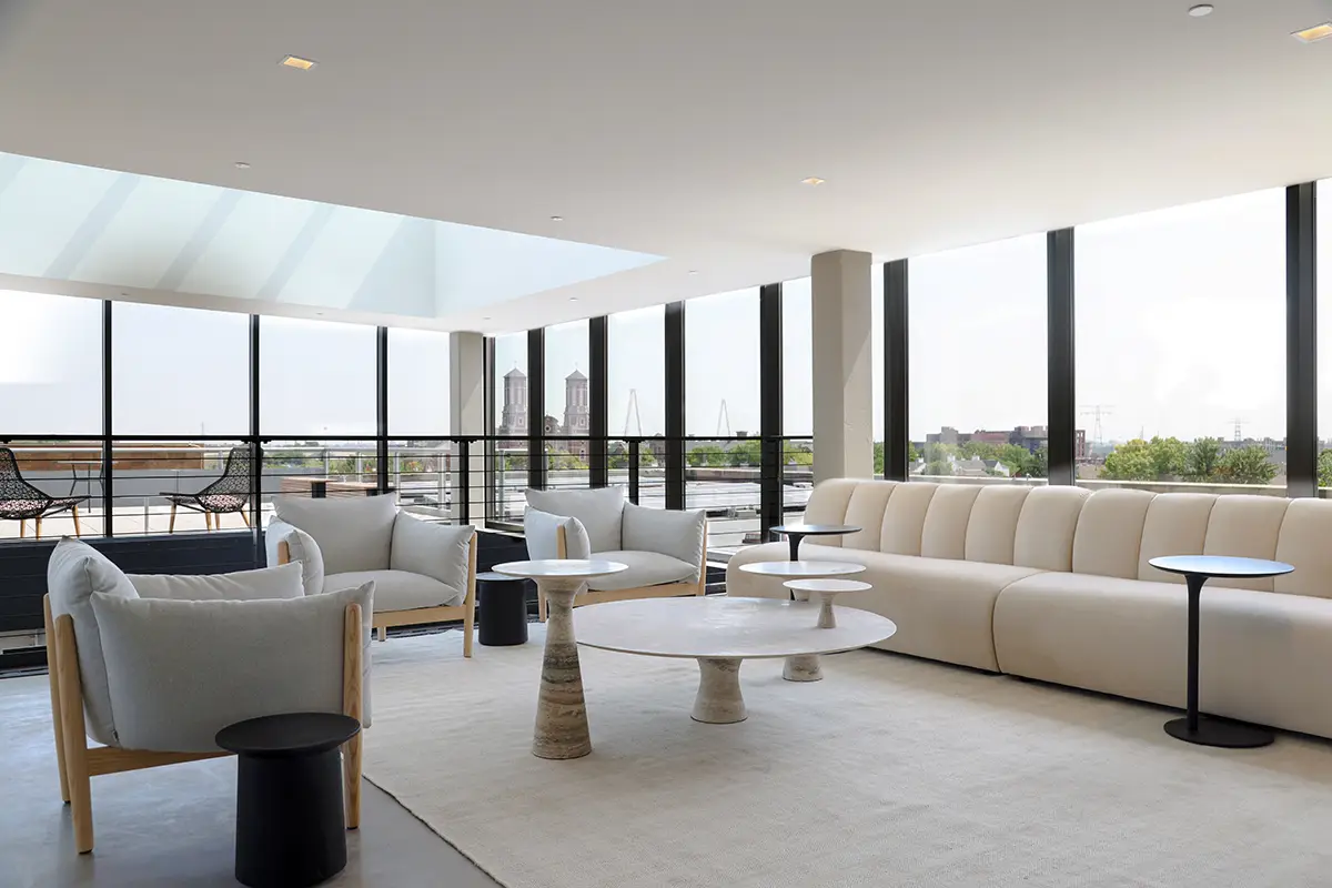 clean modern indoor rooftop terraace