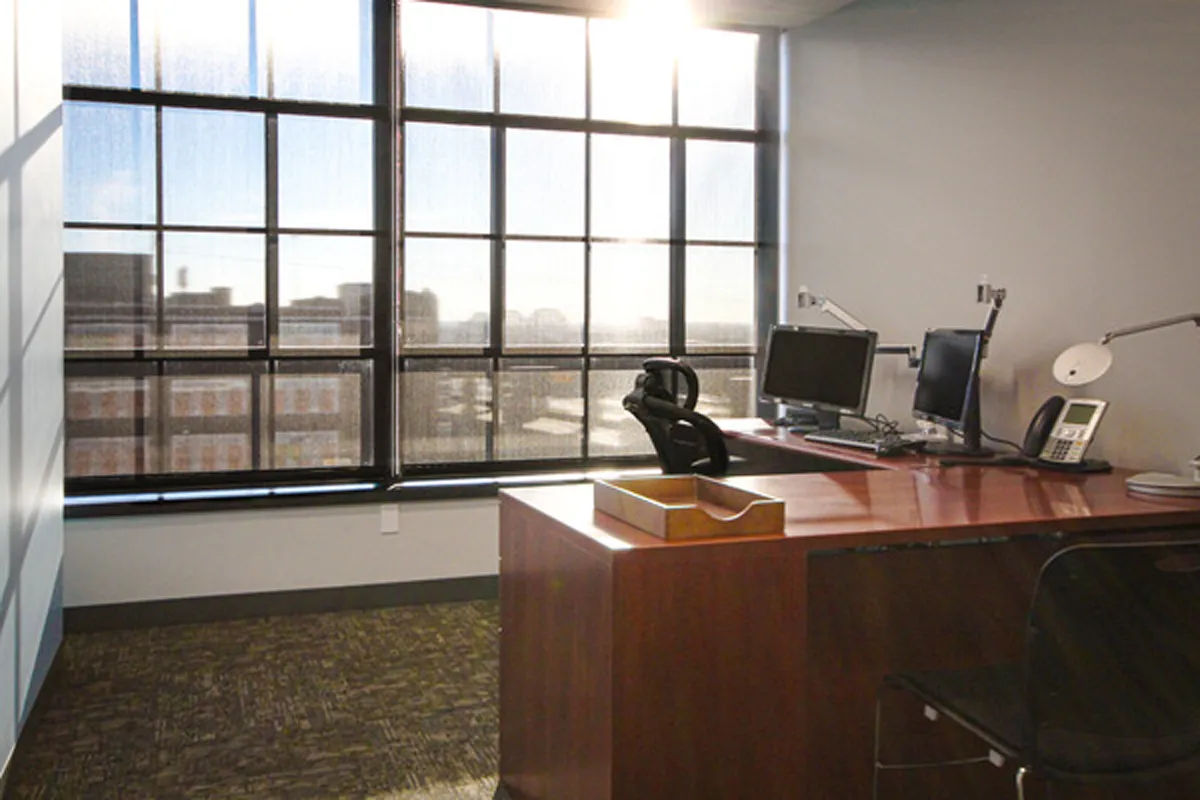 Modern office with large windows