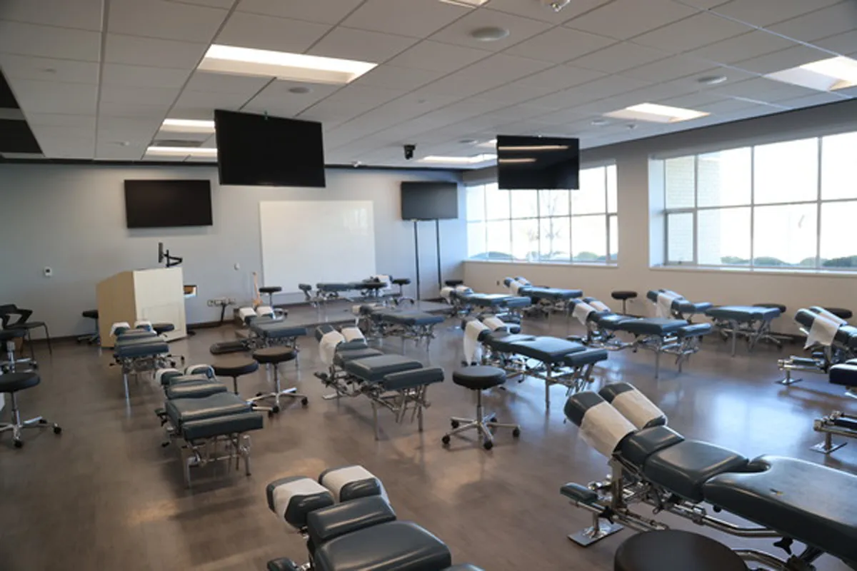 Large open classroom with medical meds and large windows