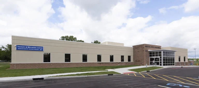 Exterior of a completed single-story commercial or institutional building