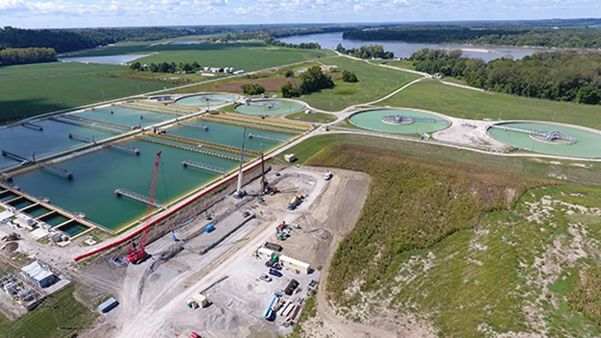 Aerial view of water treatment plant