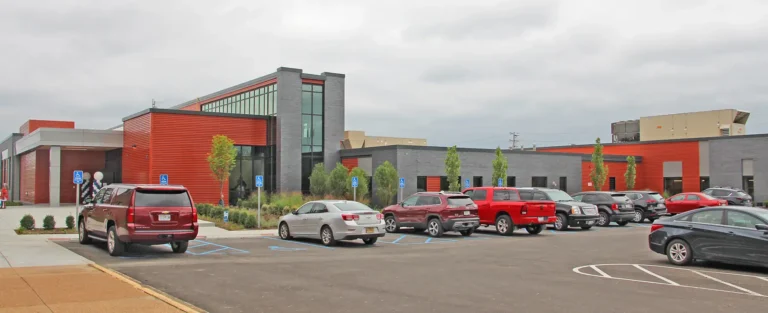 Exterior view of a commercial parking lot