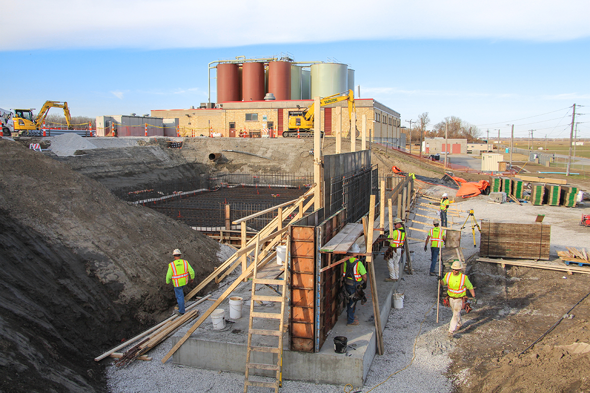 Site work and earthmoving at an early-stage construction project