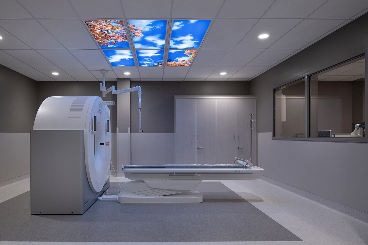 MRI scan machine in dark room